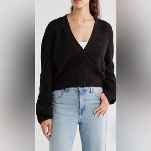 Melrose and Market 🟣 Size Small Button-Up Cropped Knit Cardigan